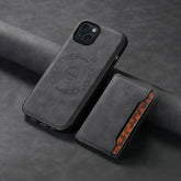 Denior D13 Retro Texture Leather MagSafe Card Bag Phone Case